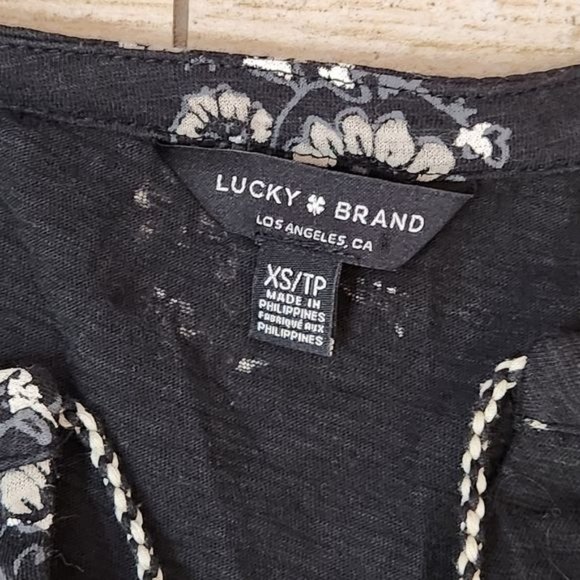 Lucky Brand Black Floral Top with tassel - Picture 10 of 10